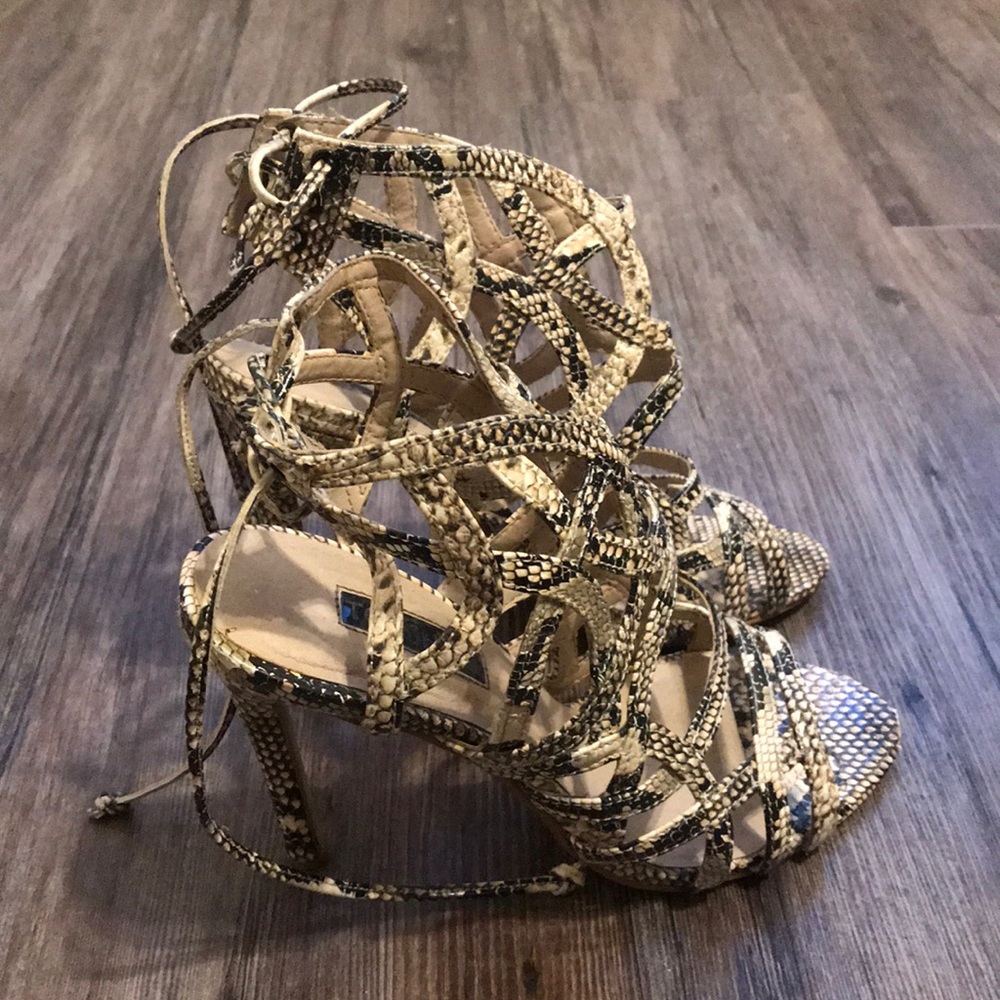 Topshop reptile strappy heels